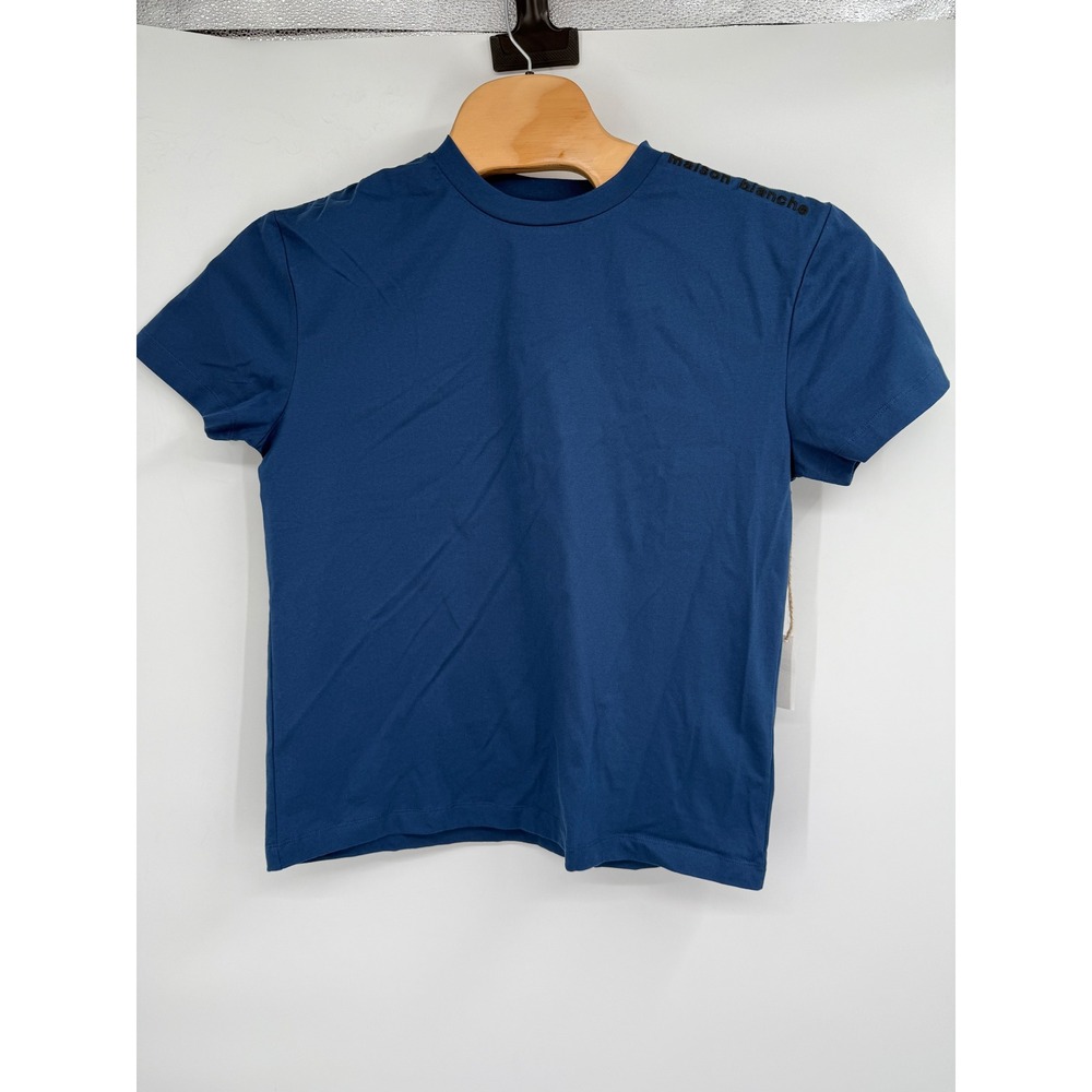Maison Blanche All Gender Blue Spell Out Logo Embroidered T-Shirt men Sz L W- XL